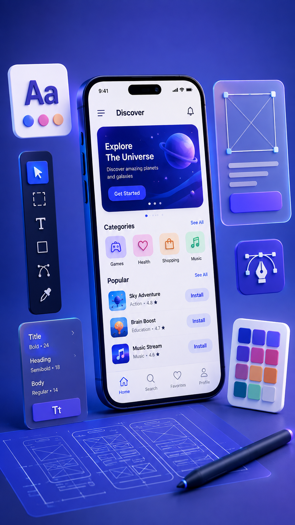 Mobile app design and product interface