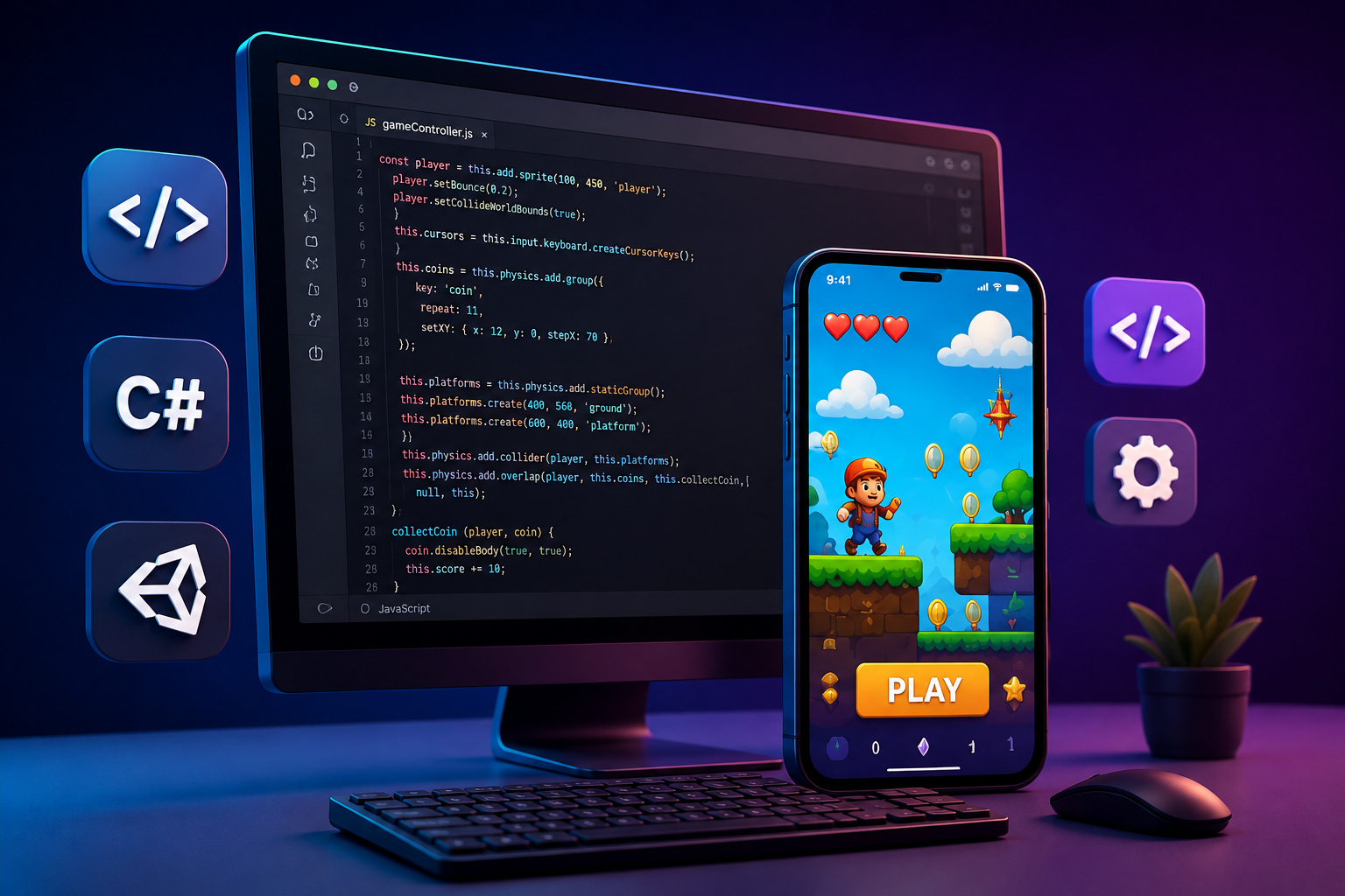 Game development interface and mobile game
